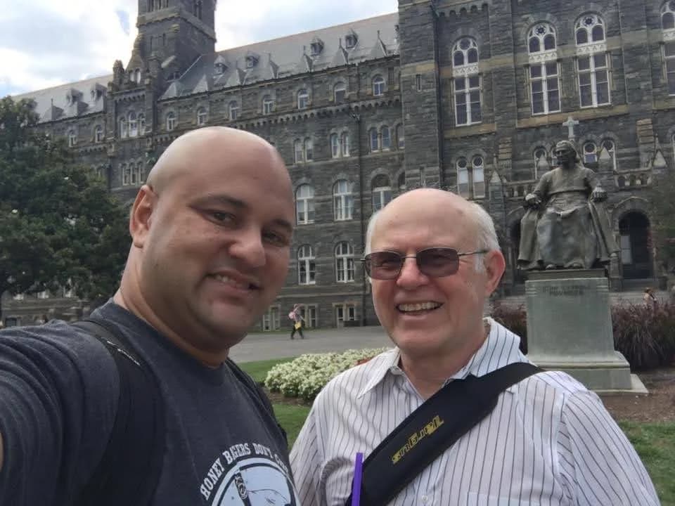 My dad and me at Georgetown, on the trip that started this whole thread. 1